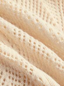 SHEIN MOD 喇叭袖镂空长款针织开衫冬季毛衣复古针织开衫长款女外套跨年节西部女装