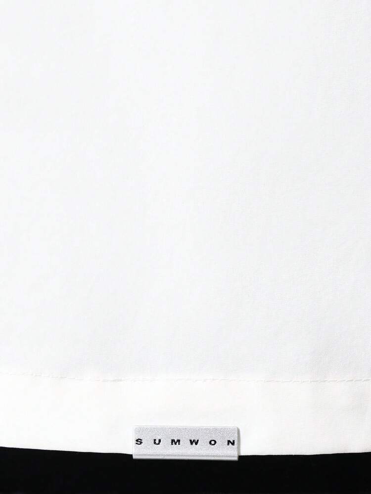 Boxy Fit Contrast Collar Nylon Short Sleeve Shirt With Graphic Print