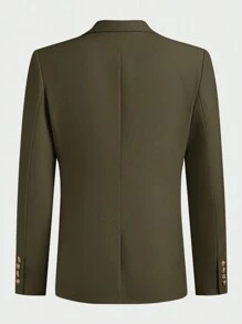 Manfinity VCAY 3pcs Men's Slim Fit Casual Suit Set (Jacket + Vest + Pants), Suitable For Spring And Autumn, Office Wear - Green - View 4