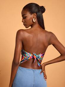 Abeille Creations Designer Boho Bohemian Women's Multi-Color Abstract Geometric Pattern Print Summer Vacation Sexy Style Tube Top, For Going Out, Festival, Ibiza Fits