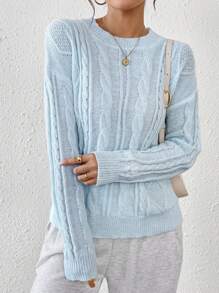 Chiquease Women Casual Solid Color Drop Shoulder Long Sleeve Sweater, Autumn/Winter