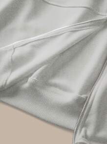 SHEIN BASICS 女款休閒純色針織立領長袖寬鬆夾克外套，秋冬服飾 - 淺灰色 - 查看 14