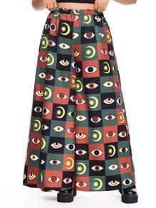 ROMWE Hippie 太阳、月亮与神秘之眼嬉皮拼布阔腿裤