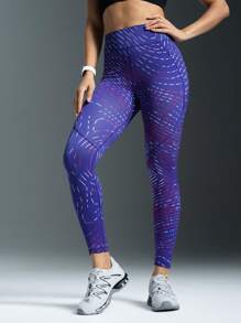 Powerista High Waist Seamless Printed Leggings - Royal Blue - View 6