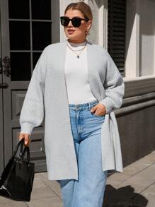 SHEIN LUNE Plus Size Casual Diamond Stripe Pattern Loose Versatile Autumn Cardigan Without Buttonsbusiness Casual Woman,Holiday Outfits,Country Tops