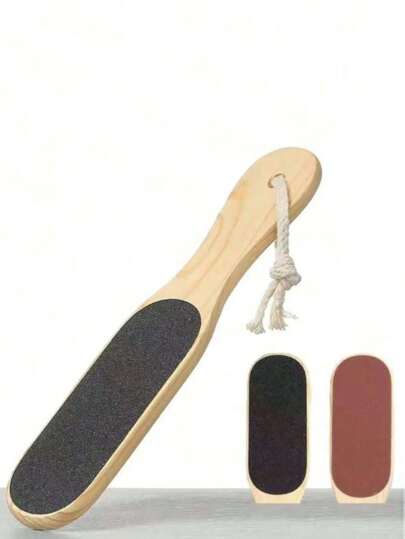 1Pc/2Pcs Double Sided Wooden Handle Foot File, Removes Dead Skin & Calluses, Foot Scrubber, Pedicure Tool, Beauty Tools, Foot Care, Personal Care