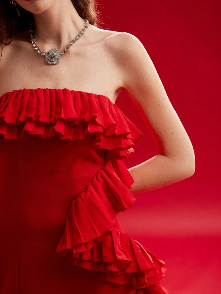 RUFFLE TRIM OFF SHOULDER DRESS,VALENTINE'S DAY OUTFIT,SPRING/SUMMER