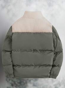 RueChic Men Thermal Lined Regular Padded Coat - Dark Green - View 3