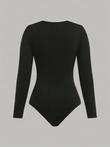 SHEIN Girlism Teen Girls' All-Match Round Neck Long Sleeve Jumpsuit & Leggings 3 Piece Set, Casual Daily Wear - Black and White - View 6