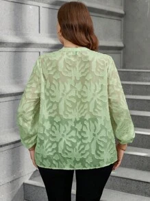 SHEIN Clasi بلوزة أنيقة ذات أكمام مفرغة باللون الأزرق الغامق، مناسبة للمرأة ذات البدانة الزائدة للعمل والارتداء اليومي