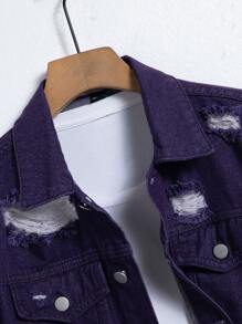 Manfinity Homme Men's Simple Fashion Casual Denim Jacket, Everyday Wear - Purple - View 5