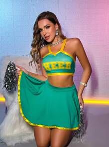 4pcs Women Costume Set (Top, Skirt, Headpiece)