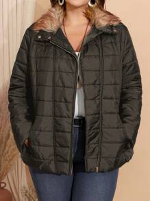 EMERY ROSE 大码休闲多用途仿毛领冬季夹克