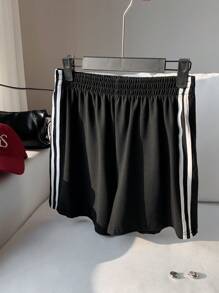 Comfortcana Contrast Striped Side Elastic Waist Casual Shorts