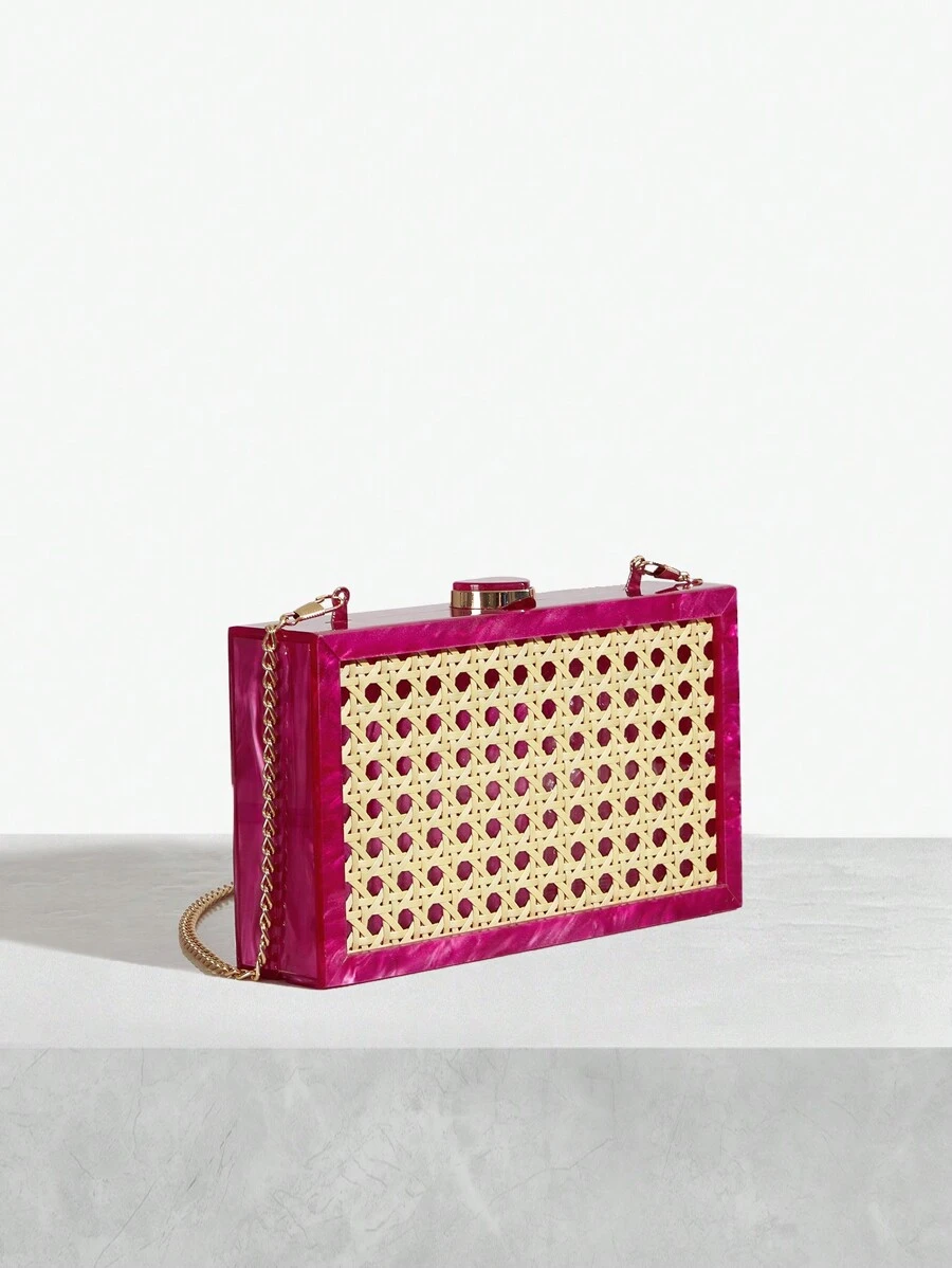 SHEIN SXY Borsette da donna, borse a tracolla, borse da sera, in intreccio di rattan, alla moda, elegante, semplice, personalizzato, versatile, classico, per spiaggia, vacanze, festività, estate, mare.