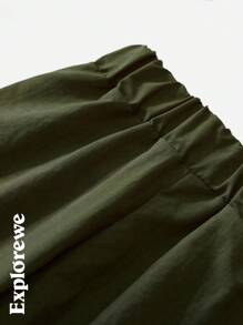 SHEIN Set de haine pentru băiat tânăr, cu glugă, cu glugă, cu mânecă scurtă și pantaloni