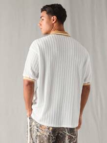 Manfinity VCAY 男士针织时尚休闲宽松短袖 Polo 衫 - 白色 - 查看 2