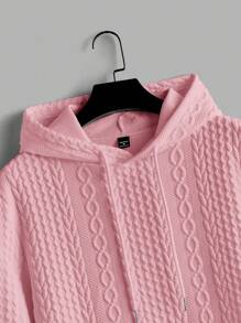 Manfinity VCAY 2pcs Men's Jacquard Pattern Slim Fit Casual Hoodie Set, Suitable For Autumn - Dusty Pink - View 6