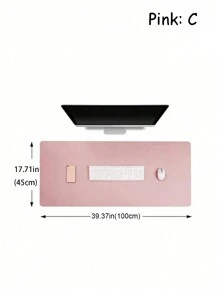 1pc Solid Large Gaming Mouse Pad, Simple Multifunctional Desk Mat For Office, School, Home Use - Pink - View 7