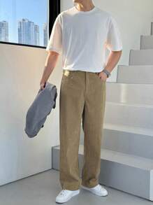 DAZY Pantalones casuales de pierna recta de unicolor para hombres