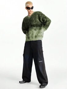 NEON BLANC Men's Ombre V-Neck Pullover Sweater, Suitable For Autumn & Winter - Army Green - View 2