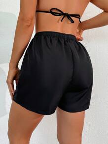 SHEIN Swim 夏季女士抽绳腰宽松休闲短裤、泳裤