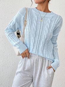 Chiquease Women Casual Solid Color Drop Shoulder Long Sleeve Sweater, Autumn/Winter