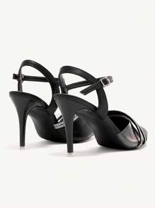 CUCCOO CHICEST Zapatos de tacón alto con puntera puntiaguda y decoración de rhinestones para mujeres