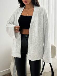 SHEIN 1pc Women's Solid Loose Drop Shoulder Long Sleeve Casual Cardigan, Autumn/Winter