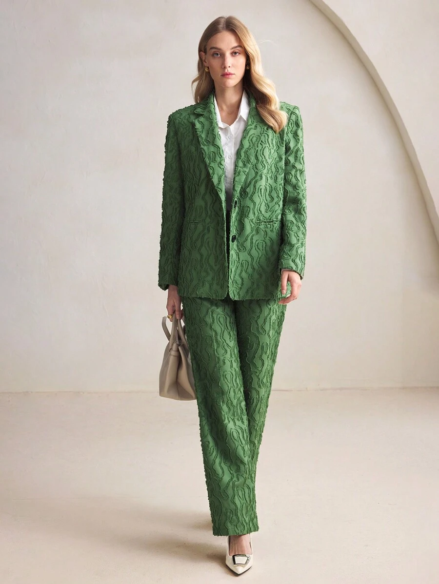 BizChic Women's Green Cutout Suit Pants, Elegant Business Casual Office Wear, Spring/Summer - Green - View 1