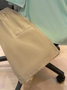 SHEIN Leap Crew 2pcs Set Teen Boy's Letter Graphic Tee & Drawstring Waist Shorts Set;Spring Wear; Teen Boys' Clothing; Teen Boy' Jackets, Spring Back To School - Multicolor - View 4