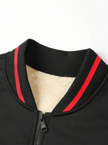 Gym Rark Men's Letter Print Long Sleeve Zipper Closure Stand Collar Thermal Lined Sports Jacket - Black - View 4