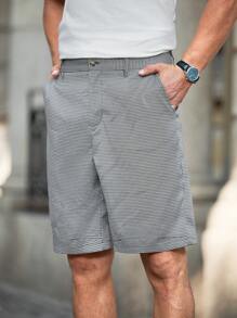 Manfinity Homme Men's Plain Casual Shorts, Minimalist And Fashionable For Daily Wear - Black and White - View 3