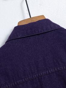 Manfinity Homme Men's Simple Fashion Casual Denim Jacket, Everyday Wear - Purple - View 3