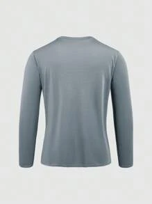 Manfinity Dauomo Men's Round Neck Long Sleeve Letter Graphic Casual T-Shirt, Fall Clothes - Multicolor - View 2