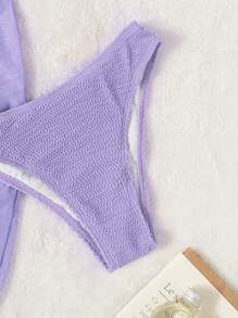 Swim Basics Summer Beach 3packs Textured Ring Linked Bikini With Beach Skirt