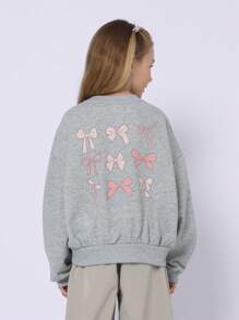 SUMWON Youth Dance Studio Sweatshirt Ballet Ribbon Collection Comfortable Oversized Pullover Winter Fall Wear Athletic Casual Dancing Practice Apparel - Light Grey - View 1