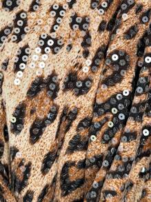 SHEIN LUNE Leopard Print Sequin Contrast Trim Bodycon Party Dress For Women