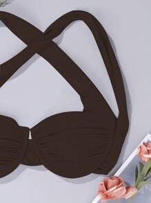 SHEIN Swim 1pc Solid Color Bikini Top With Underwire Summer