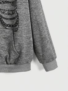 ROMWE Grunge Punk Felpa con cappuccio casual da donna, maniche lunghe, con stampa a catena in stile grunge e cerniera