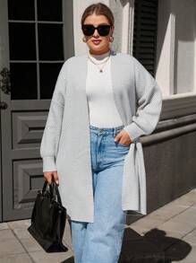 SHEIN LUNE Plus Size Casual Diamond Stripe Pattern Loose Versatile Autumn Cardigan Without Buttonsbusiness Casual Woman,Holiday Outfits,Country Tops