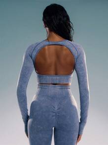 Musera Sport Long Sleeve Fitted Open Back Top, Padel, Tennis, Pickleball Gym Fitness