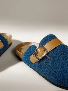 Solecia نساء أحذية لوفرز كاجوال سهلة الارتداء ذات لون أحادي مسطحة - الأزرق - مشاهدة 6