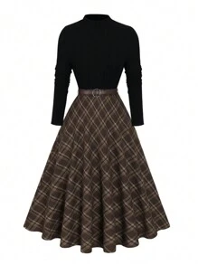 SHEIN Clasi Plus Size Women Winter Casual Everyday Dress, Minimalist And Fashionable Outfit