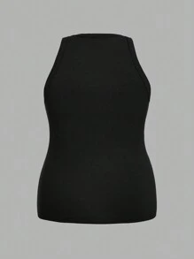 Slaydiva 3 Pcs/Set Plus Size Wide Strap Ribbed Racerback Tank Top, Suitable For Spring & Autumn - Multicolor - View 5