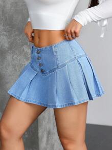 SHEIN EZwear Jupe en jean décontractée pour femme, look mode pour tous les jours