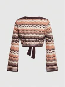 ROMWE Fashionable Knitted Cardigan Sweater - Multicolor - View 2