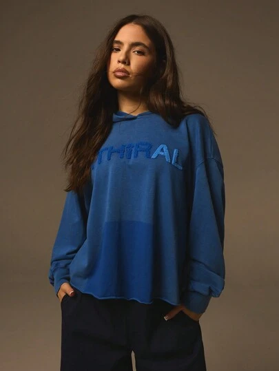 Athîral 女式休闲字母图案连帽运动衫，秋季