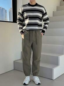 DAZY Men's Drawstring Waist All-Match Versatile Sweatpants - Grey - View 3