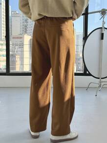 DAZY Men's Solid Color Basic Textured Fabric Brown Suit Pants Business Attire